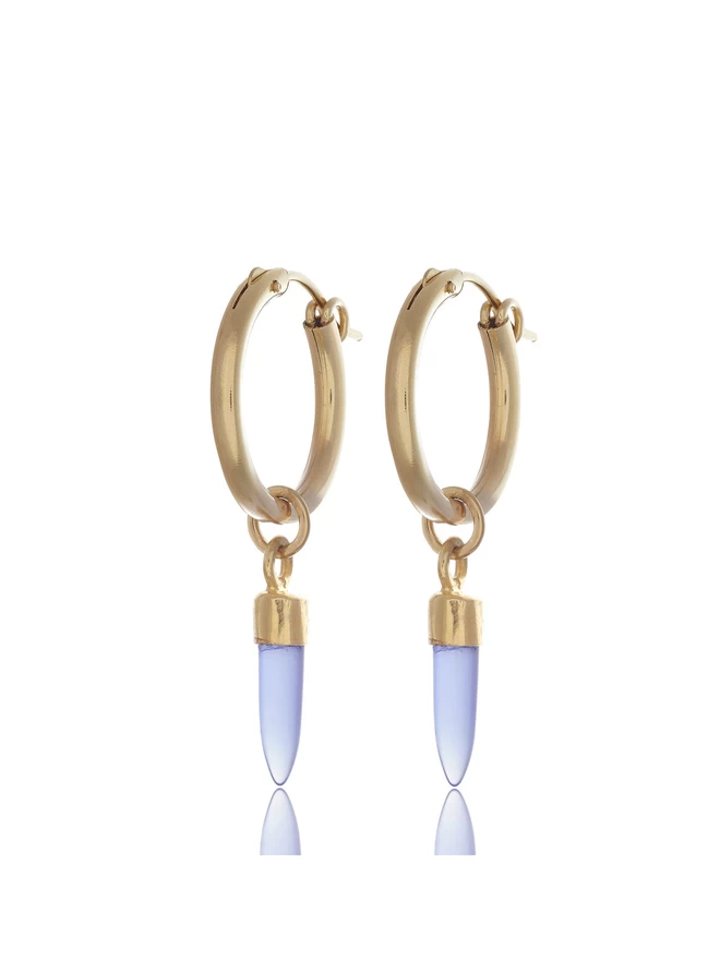 royal blue spike on gold hoop earrings