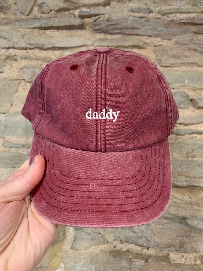 Embroidered Dad Cap in Vintage Red
