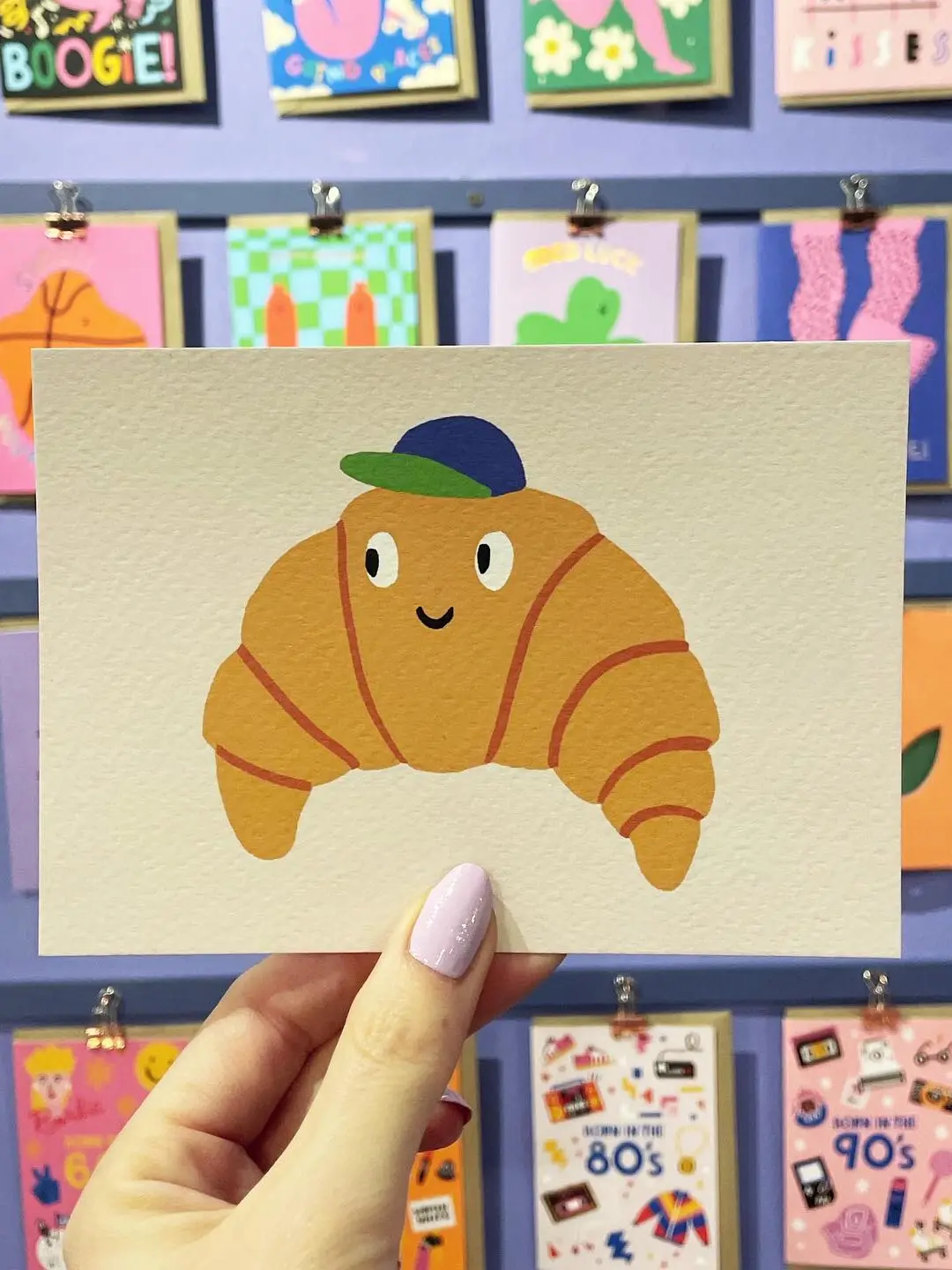 croissant with cap illustrated greeting card