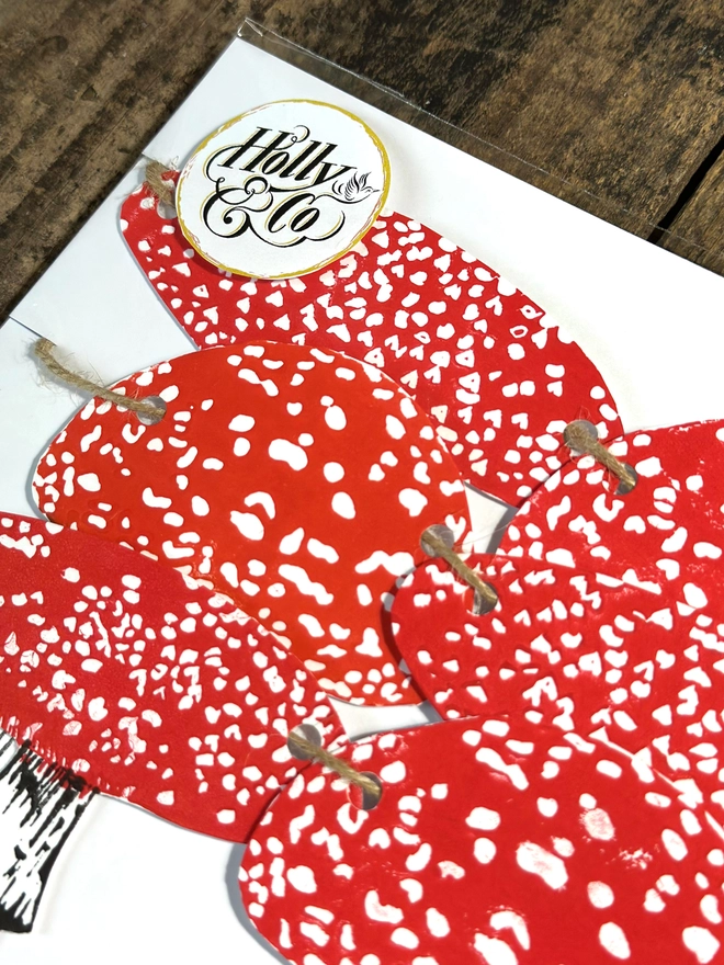 Mushroom Hand Printed Fly Agaric Linocut Garland