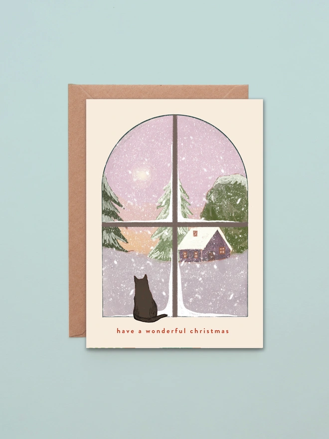 Cat Window Christmas Card