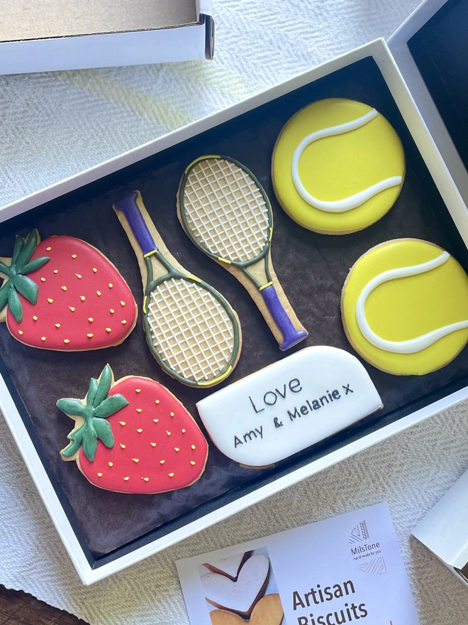 Tennis themed biscuits
