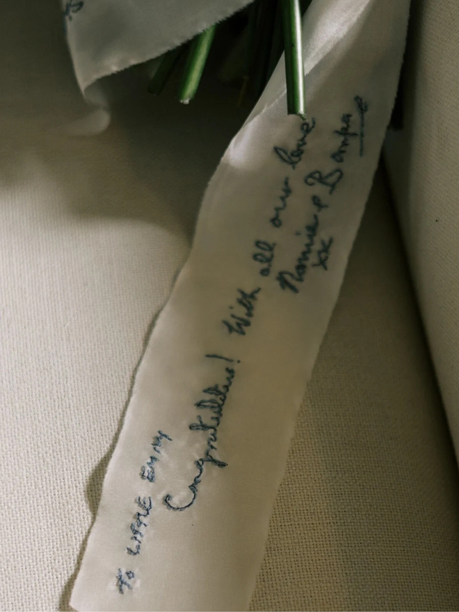 Personalised Handwriting Silk Wedding Bouquet Ribbon