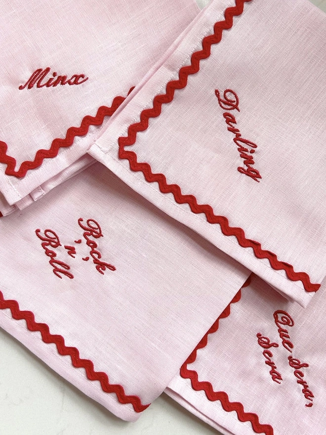 Personalised Ric Rac Cocktail Napkin (Set Of 4)