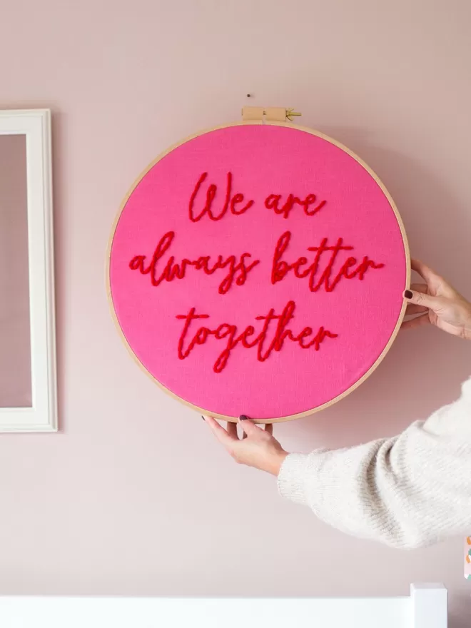Positive affirmations embroidery hoop