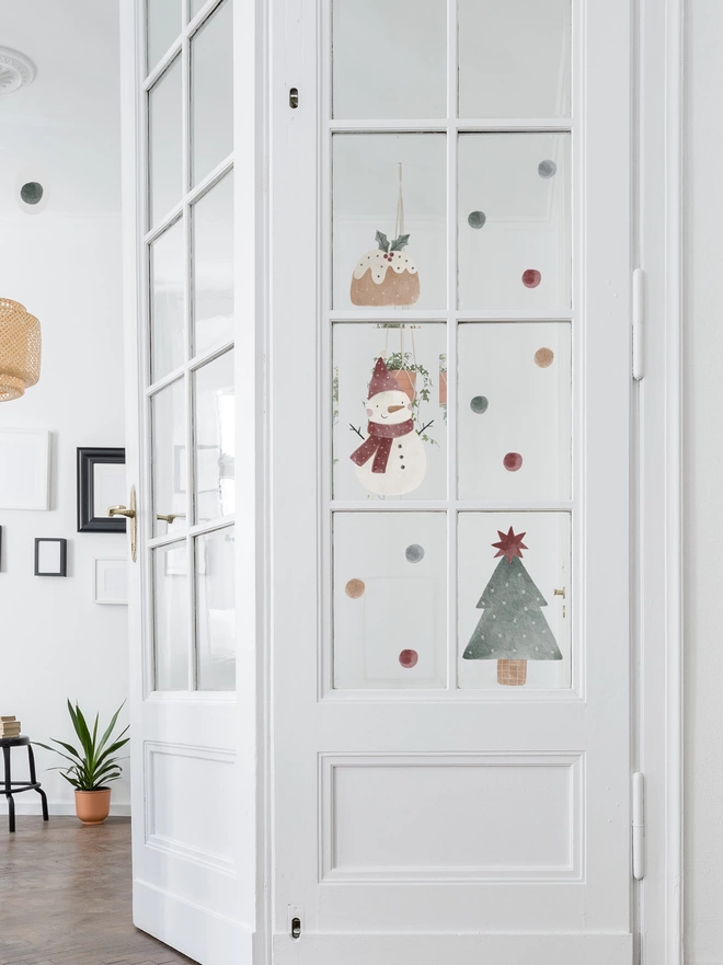 Christmas Snowman, Tree & Pudding Decals & Window Cling