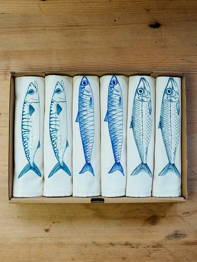 Blue Fish Napkin Gift Set