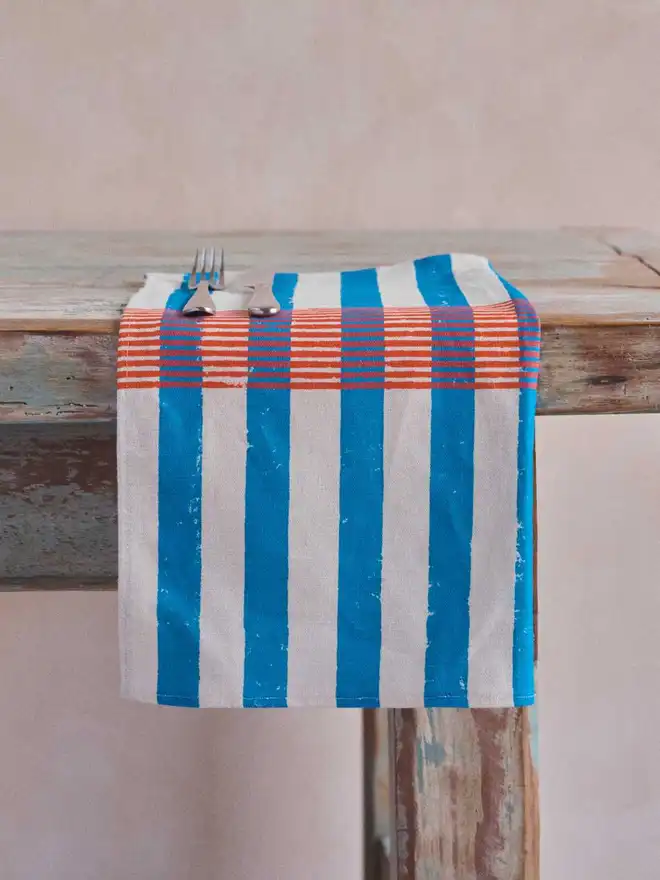 Orange and blue stripe napkins 