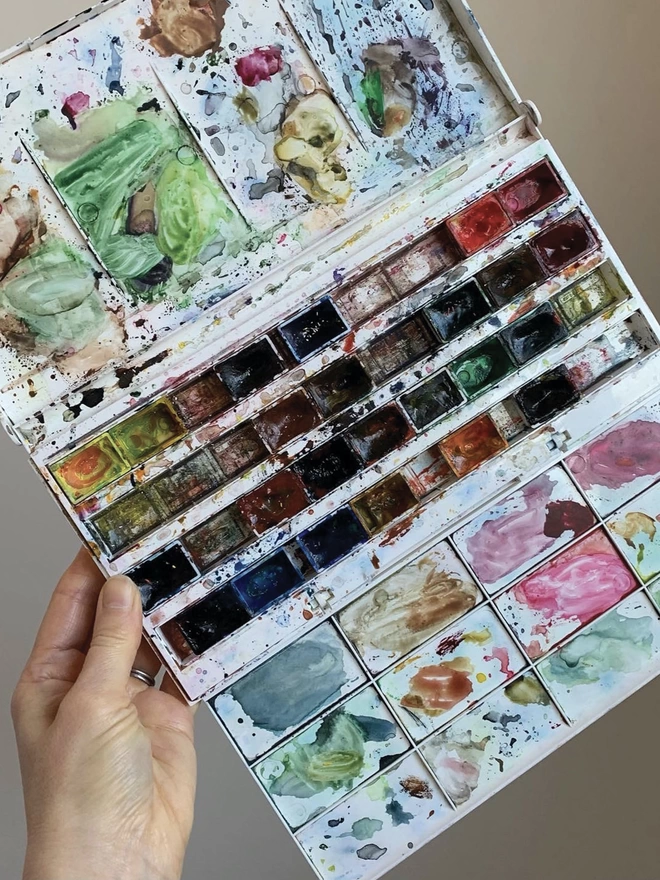 Watercolours used by Melissa Western to hand illustrate greeting cards