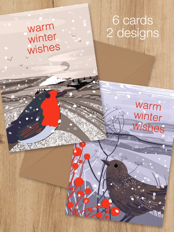 Pack of Christmas cards warm winter wishes