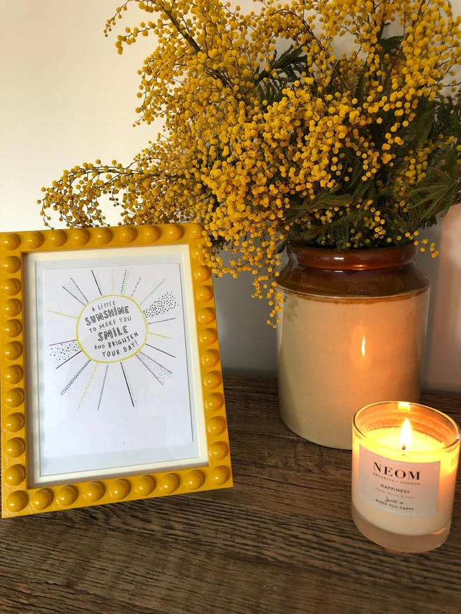 Sunshine Yellow 'Jeanie' Bobbin Photo Frame