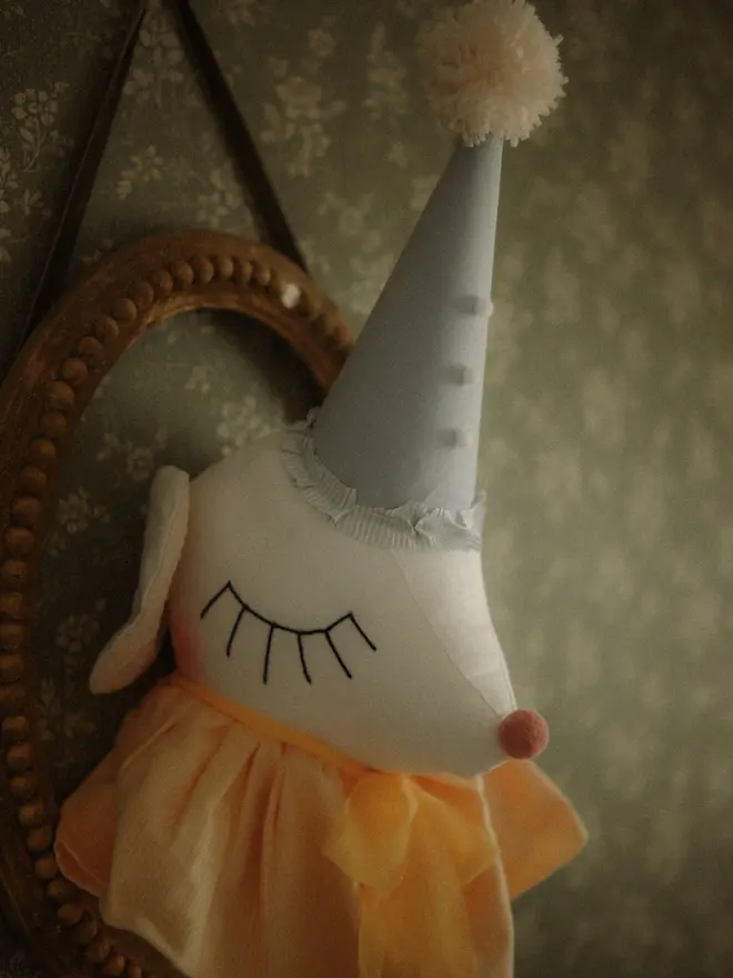 Circus Mouse Head Trophy, Mice Wall Mount, Nursery Plush Head
