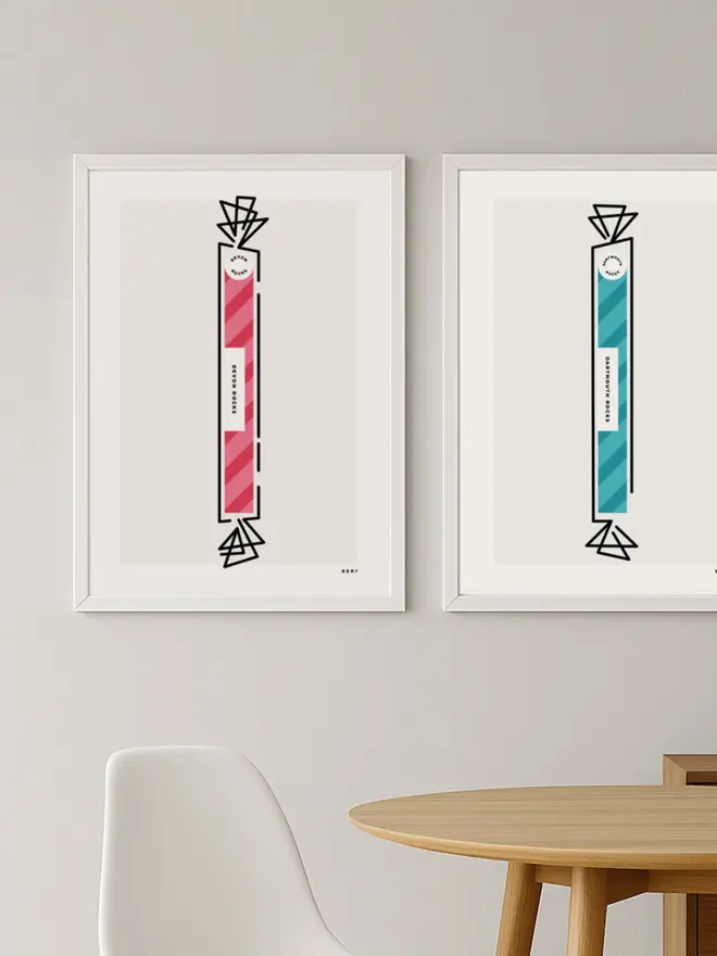 Framed Devon Rocks by artist Bert Fowler