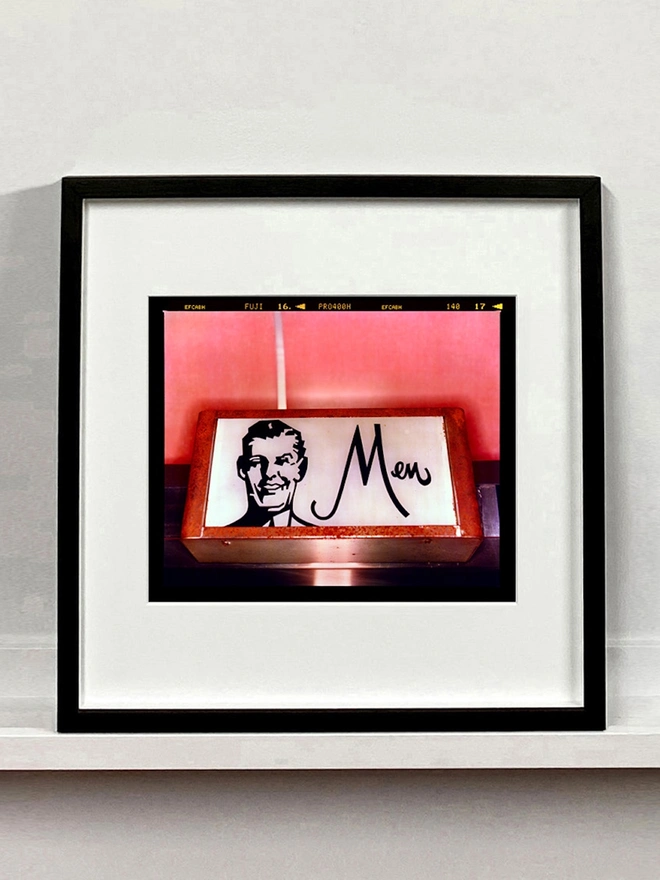 Men Pink Typography Photography Print Richard Heeps framed in black