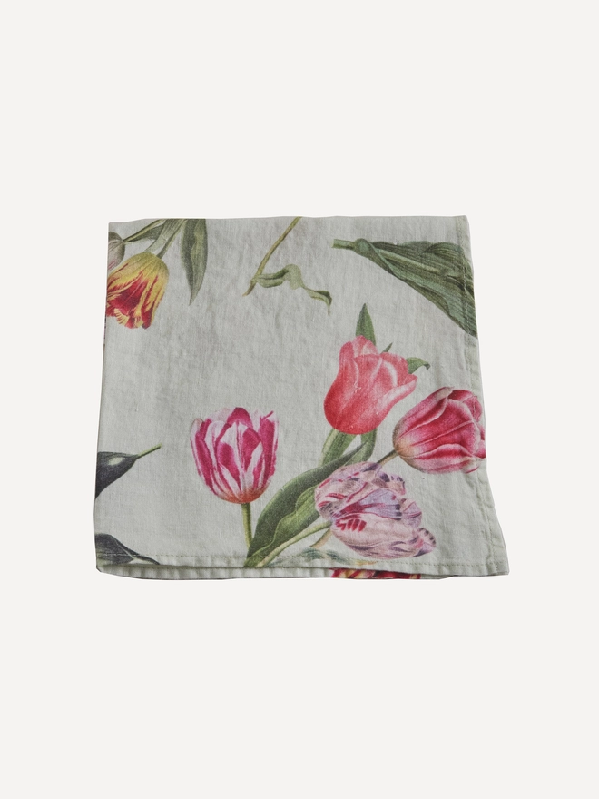 Tulip printed linen napkin