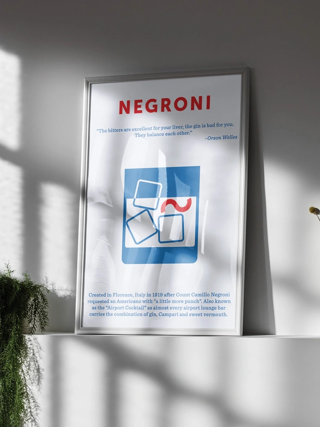 negroni screen print in blue and red