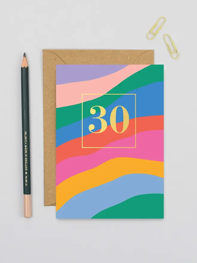 Abstract Stripes 30th Birthday Card