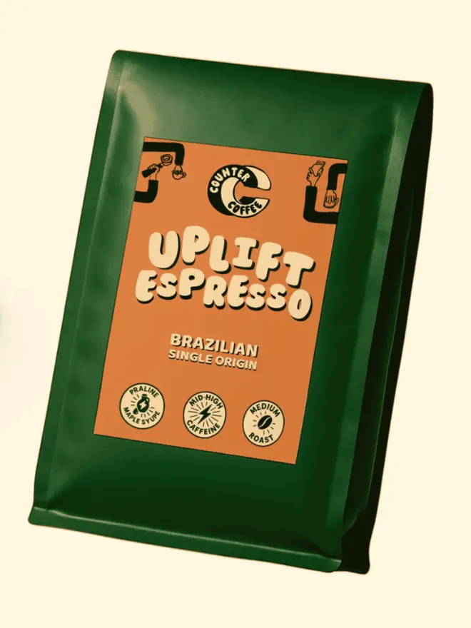 Uplift Espresso. A bag of coffee beans from Counter Coffee.