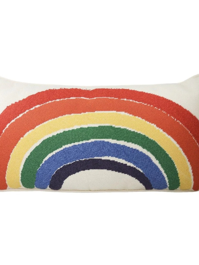 handmade rainbow stitch cushion