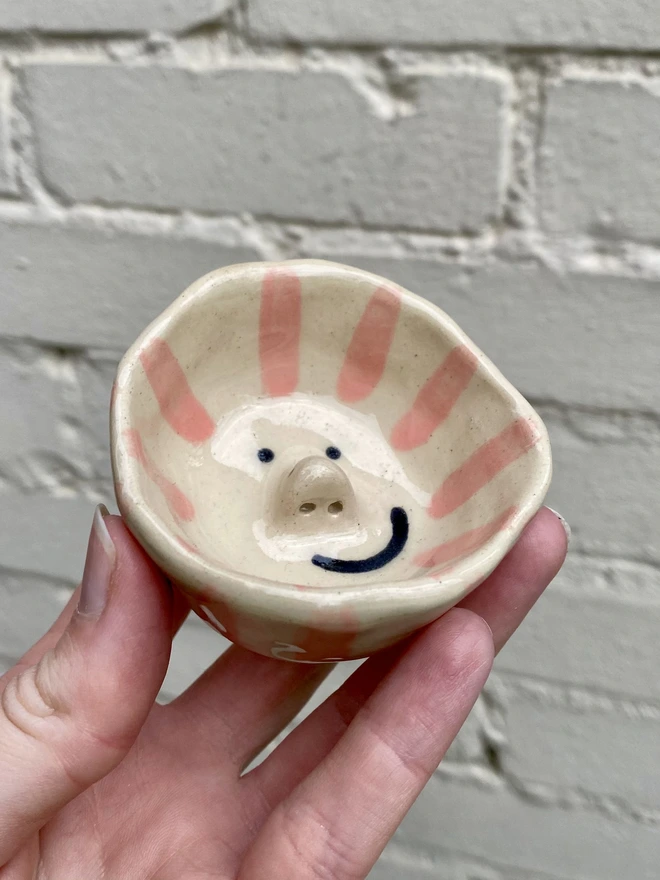pink stripe trinket bowl