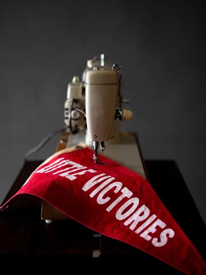 'Little Victories' Vintage Style Cotton Canvas Pennant 