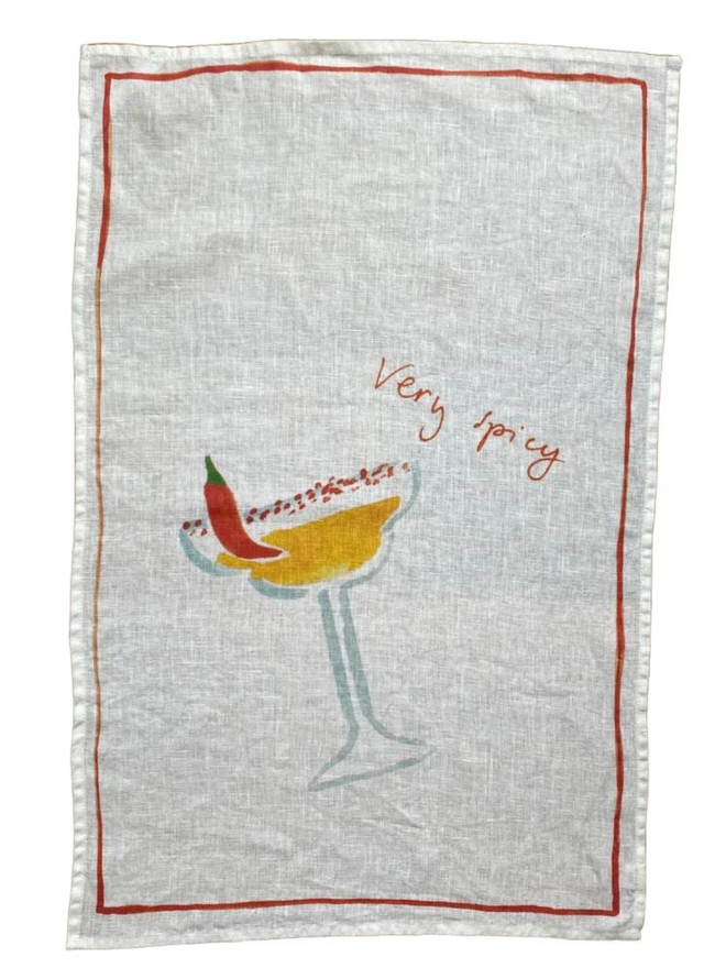 very spicy margarita print linen tea towel