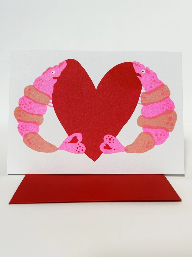 Prawn Love Card with Red Envelope