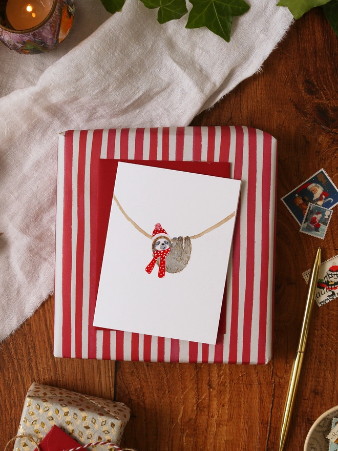 Sloth Mini Christmas Card
