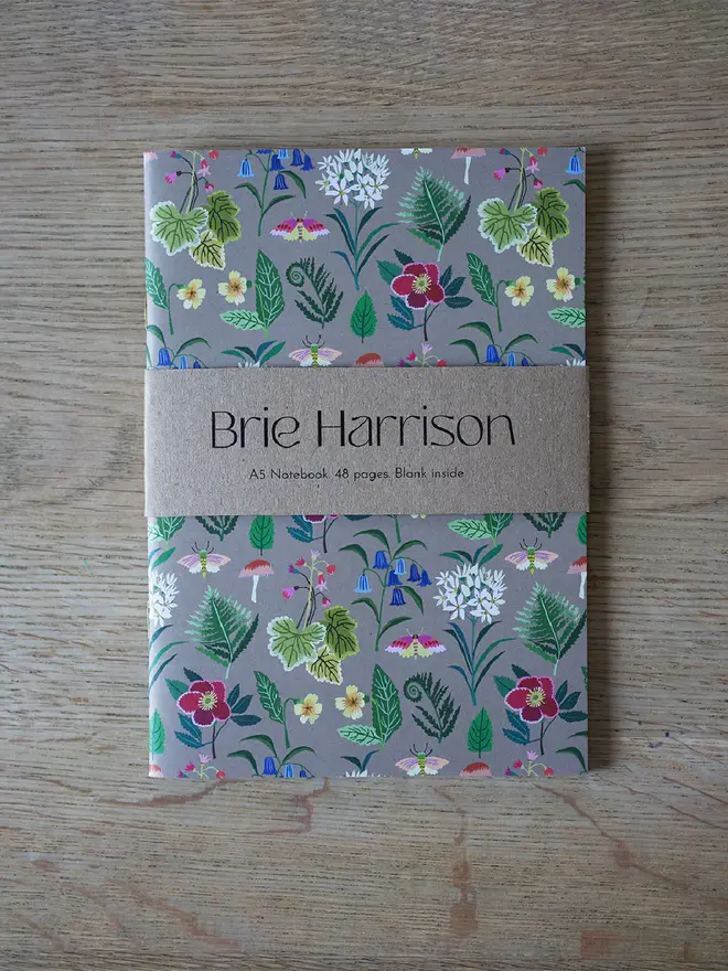 woodland flower illustrated notebook