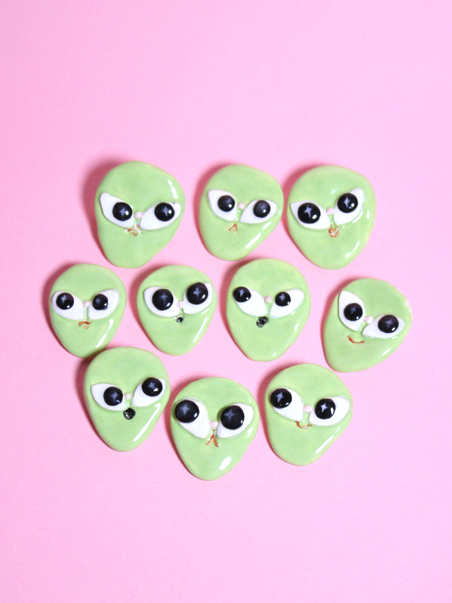Alien Ceramic Halloween Brooch