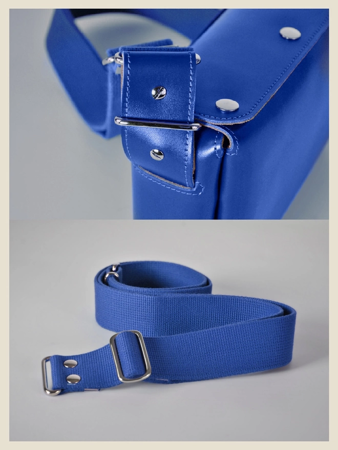 Fox Classic Blue Leather Crossbody Bag 