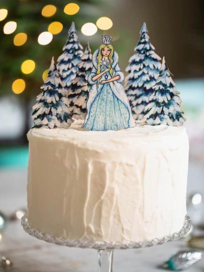 Snow queen Christmas cake topper