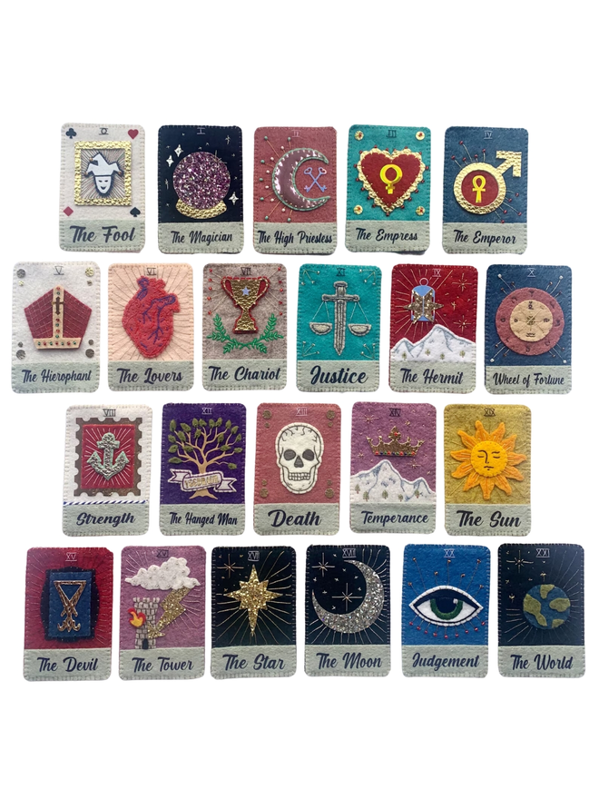 Hand Embroidered Tarot Card Decorations