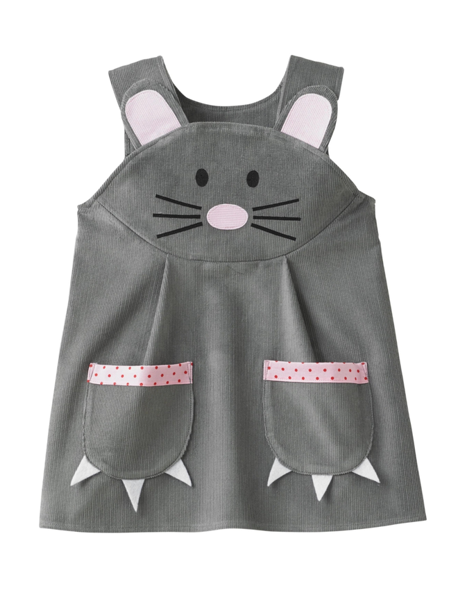 girls' grey corduroy mouse dress