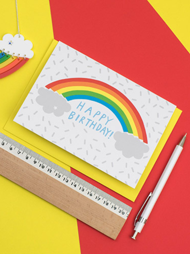 rainbow clouds happy birthday card