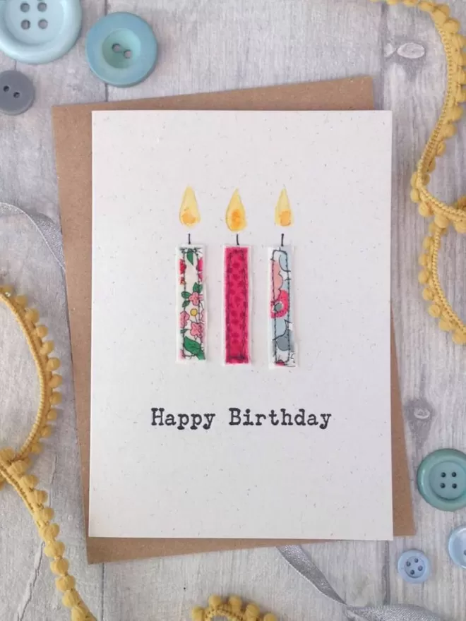 embroidered letterpress birthday card