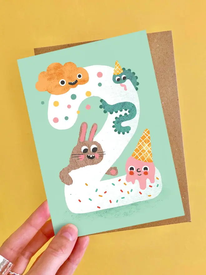 animal 2nd birthday card