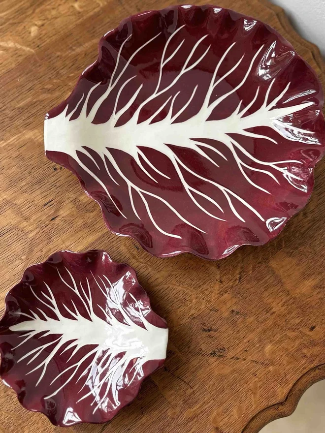 radicchio leaf serving bowls