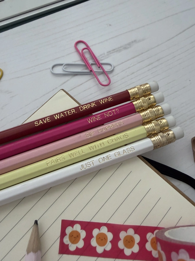 Wine Lovers Set of 5 HB Pencils