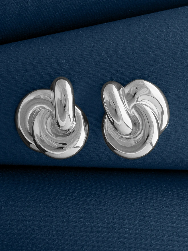 Loel Large Silver Knot Earrings