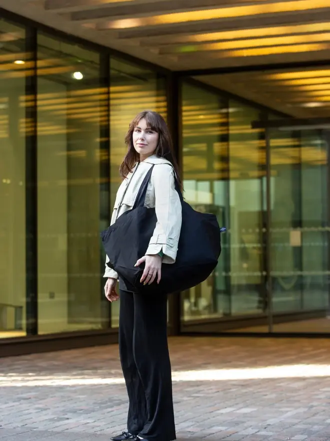 Black Contents Oversized Tote Bag