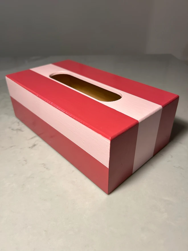 Red & Pink Striped Tissue Box