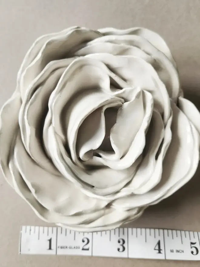 handmade white ceramic peony rose flower pottery gift 