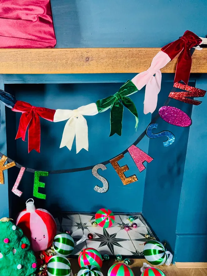 Glitter sign glitter bunting Christmas bunting merry Christmas Christmas garland glitter garland fire place garland