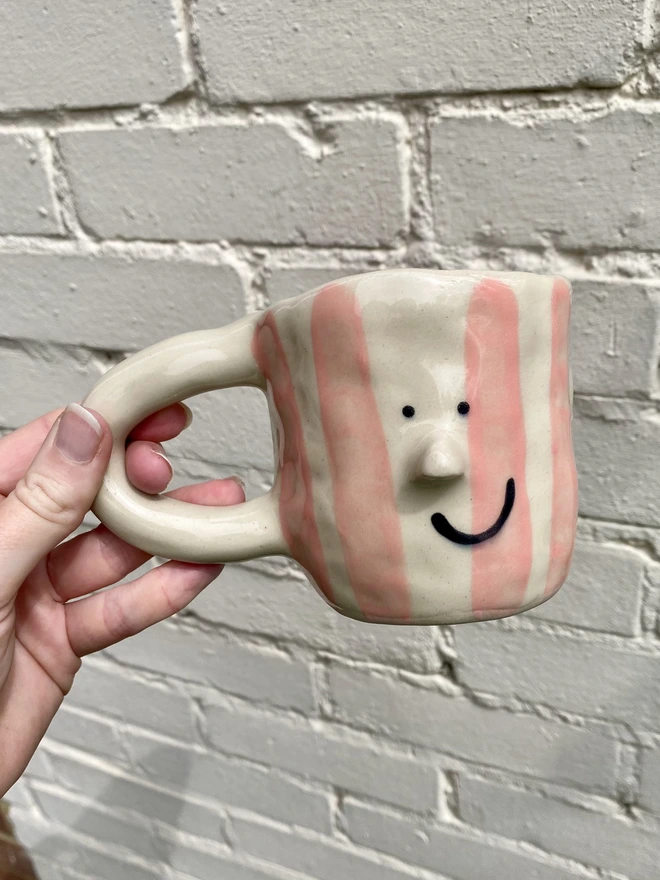 pink stripe mug