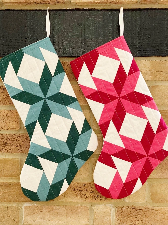 Cooper and Fred Make Your Own Patchwork Stocking Kit using the Seeing Stars Stocking Pattern