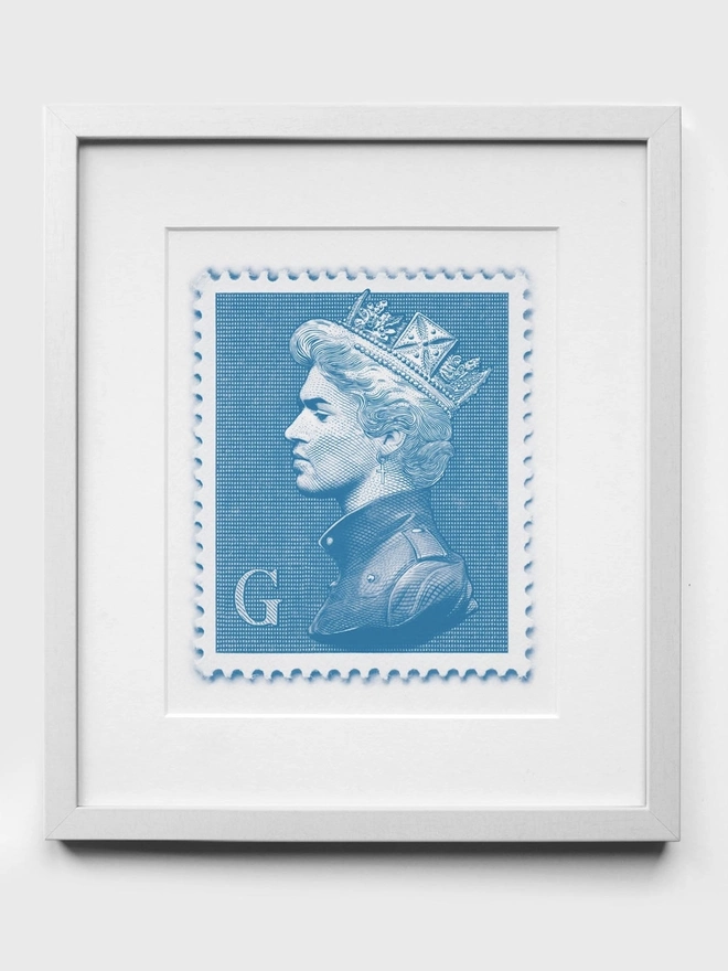 George Michael Blue Stamp - White Frame