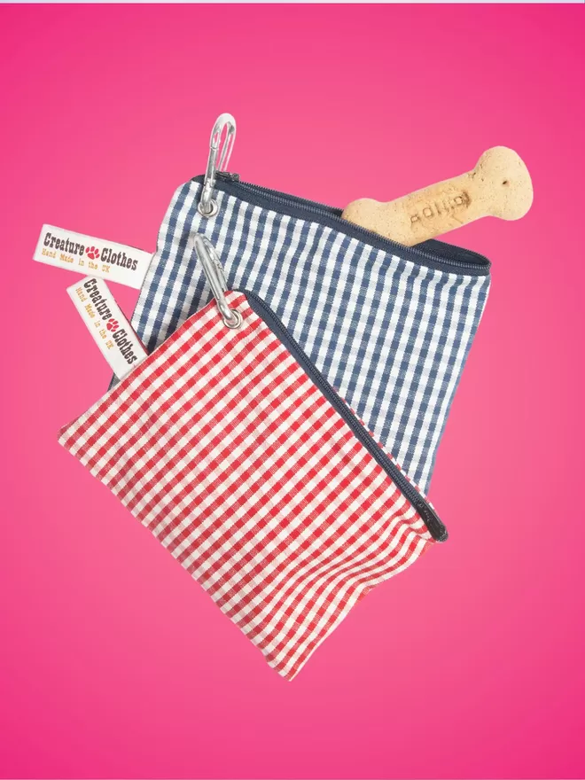 Red and Blue GIngham Treats Pouch