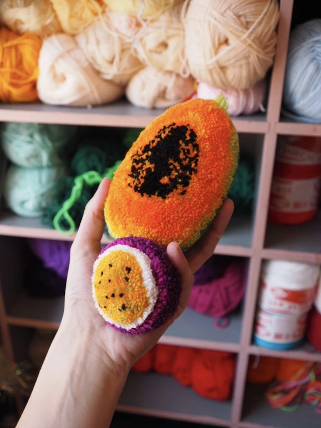 Handmade Passionfruit Pom Pom Sculpture