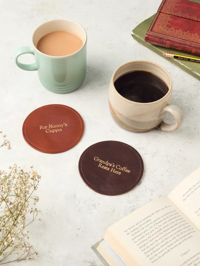 Luxury leather coasters